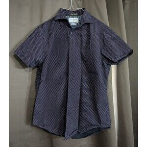 Denim & Flower Ricky Singh Mens Black Button Short Sleeve Slim Fit Dotted M